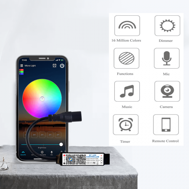 Огонек OG-LDL41 LED контроллер DC 5-24В (Bluetooth, RGB, 4PIN)