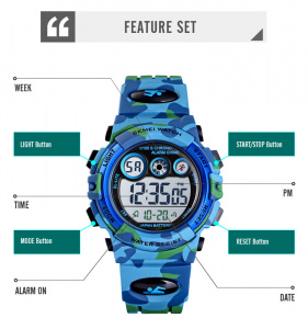 Skmei 1547 Синий камуфляж часы наручные