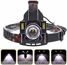 Патриот PT-FLG03 фонарь налобный (3L, 2*18650, ZOOM, Т6)