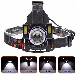 Патриот PT-FLG03 фонарь налобный (3L, 2*18650, ZOOM, Т6)