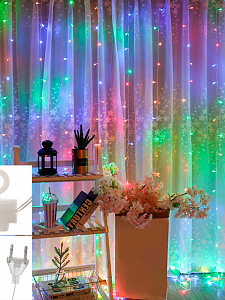 Гирлянда штора интерьерная 220В 3*3м Огонёк OG-LDG23 Разноцветная