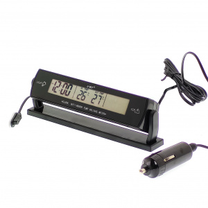 Часы автомобильные с подсветкой, вольтметром и термометром VST 7013V