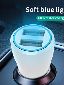 Зарядка в прикуриватель для автомобиля 2*USB TDS TS-CAU36 Белое