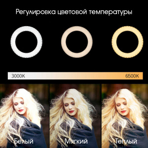 Кольцевая лампа со штативом, пультом 26см Огонёк OG-SMH01