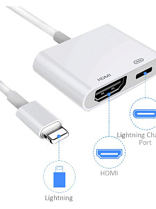 Орбита OT-AVW53 переходник (штекер Lightning - гнездо HDMI/Lightning) 15 см