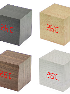 Часы электронные настольные, будильник и термометр от сети деревянные VST 869-1 Коричневые