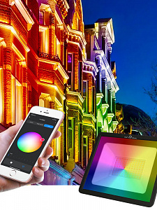 Прожектор светодиодный уличный 30Вт, ландшафтный RGB светильник с приложением Огонёк OG-LDP24