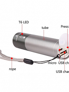 Следопыт ST-FLR07 СЕРЕБРО фонарь ручной (аккум, ZOOM)