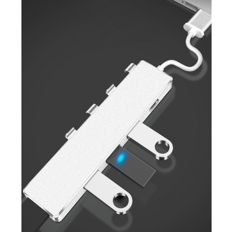Орбита OT-PCR20 Серебро концентратор USB 2.0 (4*USB+Type-C)