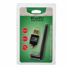 Wi-Fi + Bluetooth 5.0 адаптер для компьютера и ноутбука USB двухдиапазонный 5 Ггц и 2.4 Ггц 600 Мбит/с Орбита OT-PCB20