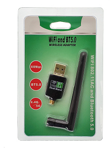 Wi-Fi + Bluetooth 5.0 адаптер для компьютера и ноутбука USB двухдиапазонный 5 Ггц и 2.4 Ггц 600 Мбит/с Орбита OT-PCB20