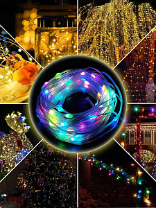 Умная светодиодная гирлянда 10 метров Bluetooth Огонёк OG-LDG19