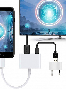 Орбита OT-AVW53 переходник (штекер Lightning - гнездо HDMI/Lightning) 15 см