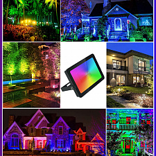 Прожектор светодиодный уличный 30Вт, ландшафтный RGB светильник с приложением Огонёк OG-LDP24