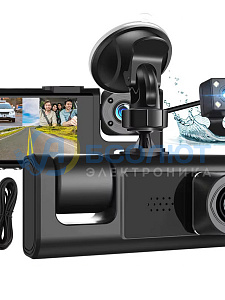 Видеорегистратор автомобильный 3 в 1 с двумя камерами в салон и заднего вида TDS TS-CAR51А