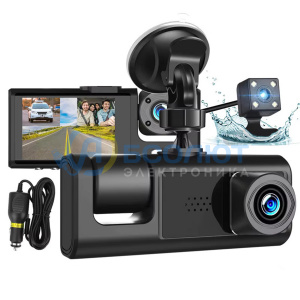 Видеорегистратор автомобильный 3 в 1 с двумя камерами в салон и заднего вида TDS TS-CAR51А