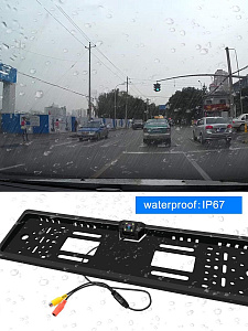 Камера заднего вида автомобильная в рамке для номера с подсветкой 700ТВЛ TDS TS-CAV30