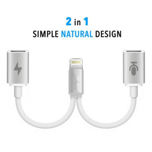 Орбита KM-111 двойной адаптер/переходник для наушников (штекер Lightning - 2 гнезда Lightning)