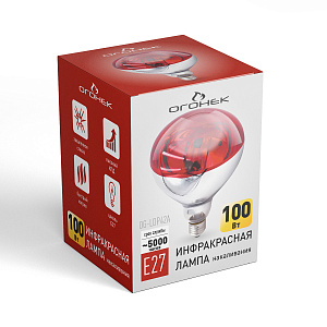 Инфракрасная лампа для обогрева птиц и животных, 100 Вт, цоколь Е27 Огонёк OG-LDP42A