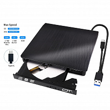Внешний дисковод для ноутбука и ПК USB 3.0 / Type-C CD-RW, DVD-RW Орбита OT-PCA03