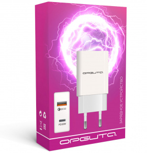 Зарядное устройство для телефона на 2 гнезда, Быстрая зарядка 20W адаптер QC 3.0/PD Орбита OT-APU56