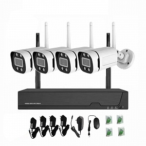 Комплект видеонаблюдения беспроводной на 4 камеры Wi-Fi 3MP Орбита OT-VNK07