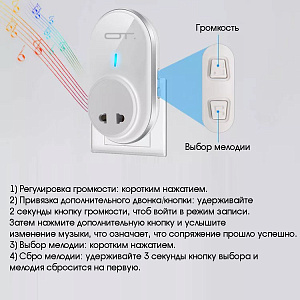 Звонок беспроводной сетевой 45 мелодий Орбита OT-HOC20 Белый