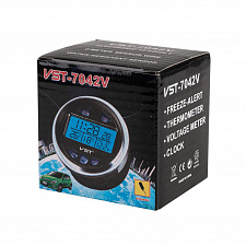 Часы автомобильные с подсветкой, вольтметром и термометром VST 7042V