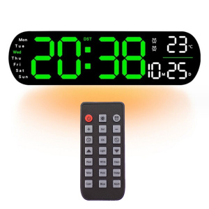 Часы настенные электронные с температурой и пультом Орбита OT-CLW16 Зеленые