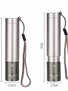 Следопыт ST-FLR07 СЕРЕБРО фонарь ручной (аккум, ZOOM)