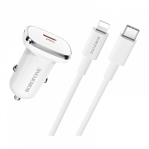 BOROFONE BZ12B ЗУ авто USB + кабель iOS Lightning (PD18W, 3000mA)