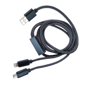 Орбита KM-61 кабель USB 2A (microUSB/iOS Lighting) 1м