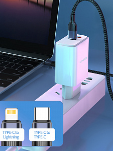 SENDEM OG34 ЗУ с TYPE-C/USB + кабель Type-C -Type-C 1.2м (PD20W+QC3.0, 3000mA)