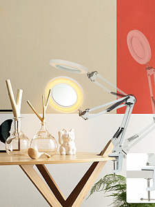 Лампа настольная с лупой и подсветкой для работы 10х Орбита OT-INL90 Белая