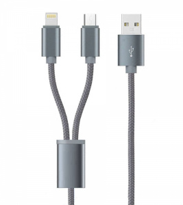 Орбита KM-61 кабель USB 2A (microUSB/iOS Lighting) 1м