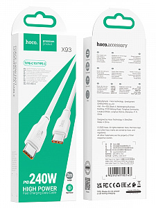 HOCO X93 Белый кабель PD60W (TYPE-C-TYPE-C) 2м