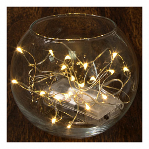 Огонек OG-LDG06 гирлянда LED Белая теплая (5м,2*AA) (УПАКОВКА 10ШТ)