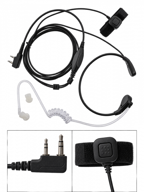 Гарнитура ларингофон с прозрачным воздуховодом для рации Baofeng, Kenwood, Retevis, TYT, QYT, MYT разъём 2 PIN Орбита OT-RCK10