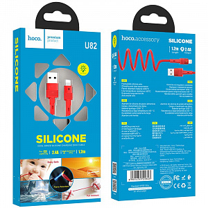 HOCO U82 Красный кабель USB 2.4A (iOS Lighting) 1.2м
