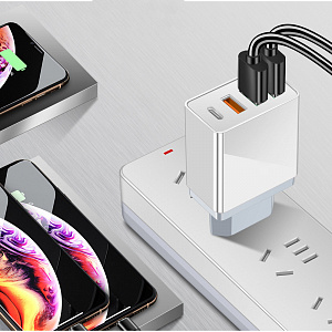 Зарядное устройство для телефона на 4 гнезда, Быстрая зарядка 20W адаптер QC 3.0/PD Орбита OT-APU58