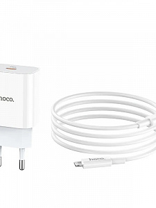 HOCO C76A Plus Белый ЗУ с TYPE-C + кабель IOS Lighting (PD20W, 3000mA)