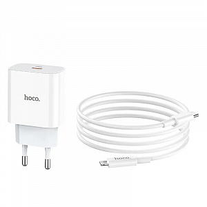 HOCO C76A Plus Белый ЗУ с TYPE-C + кабель IOS Lighting (PD20W, 3000mA)