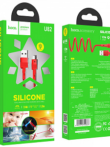 HOCO U82 Красный кабель USB 2.4A (microUSB) 1.2м