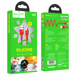 HOCO U82 Красный кабель USB 2.4A (microUSB) 1.2м