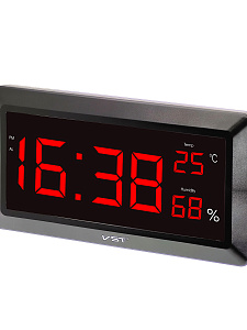 VST 780S-1 Красные часы настенные (температура,влажность)