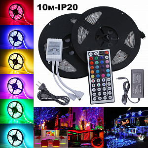 Светодиодная лента комплект с пультом 10м IP20 Огонек OG-LDL03