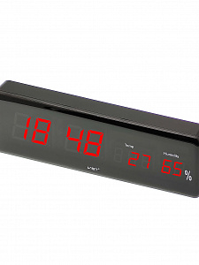 VST 805S-1 Красные часы настенные (температура, влажность)