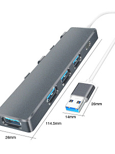 USB HUB разветвитель usb type c 3.0 на 4 порта Орбита OT-PCR21