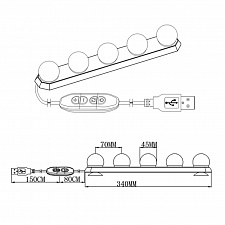 Светильник для зеркала светодиодный 5 лампочек Огонёк OG-LDP13