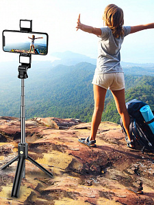 Орбита OT-SMH22 палка для селфи, трипод (198-740мм, пульт Bluetooth, LED)